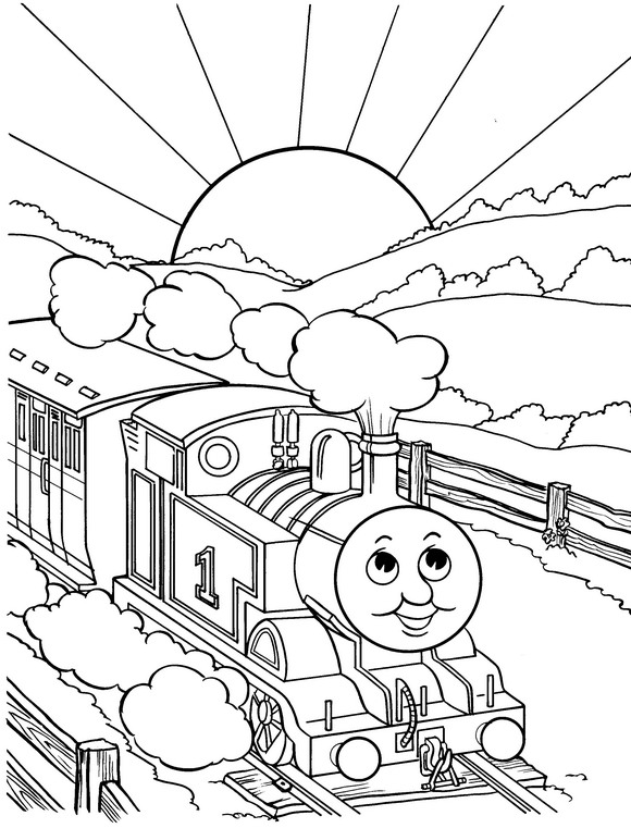 Plansa de colorat cu Trenuletul Thomas 46 41